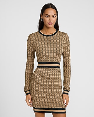 Silky Soft Logo Crew Neck Long Sleeve Sweater Mini Dress