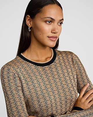 Silky Soft Logo Crew Neck Long Sleeve Sweater Mini Dress