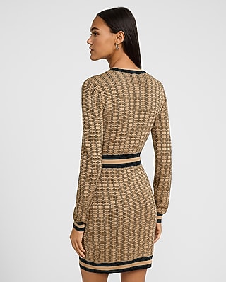 Silky Soft Logo Crew Neck Long Sleeve Sweater Mini Dress