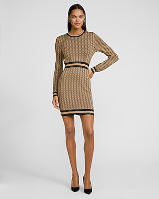 Silky Soft Logo Crew Neck Long Sleeve Sweater Mini Dress