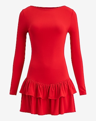 open lace back dress Burgundy Long Sleeve Drop Waist Aubrey Midaxi Dress main image 0