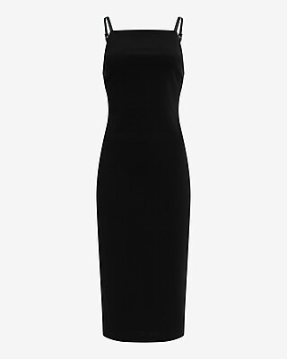 knee length dresses for ladies Women's Ava Slit Spaghetti Strap Crepe Midi Dress XS/S/M/L/XL/XXL//Black/MEAN Blvd Xs / Black main image 0