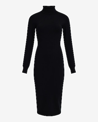 Airy Soft Turtleneck Long Sleeve Midi Sweater Dress