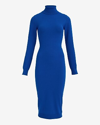 Airy Soft Turtleneck Long Sleeve Midi Sweater Dress