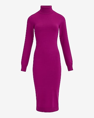 Airy Soft Mock Neck Long Sleeve Midi Sweater Dress