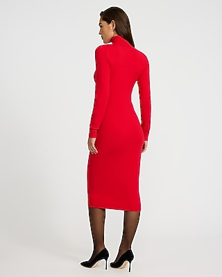 Airy Soft Turtleneck Long Sleeve Midi Sweater Dress