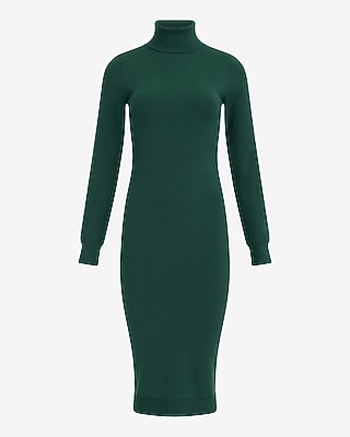 Airy Soft Mock Neck Long Sleeve Midi Sweater Dress