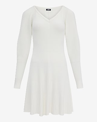 Airy Soft V-Neck Long Sleeve Mini Sweater Dress
