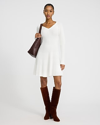 Airy Soft V-Neck Long Sleeve Mini Sweater Dress