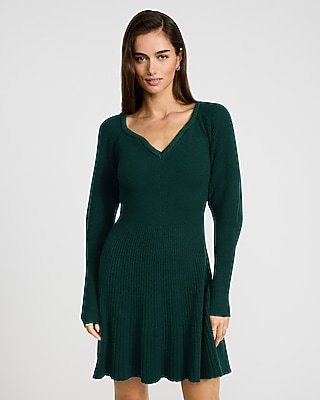Airy Soft V-neck Long Sleeve Mini Sweater Dress | Express