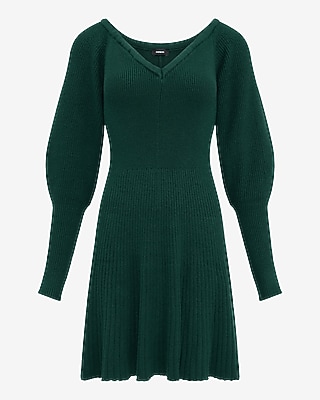 Airy Soft V-Neck Long Sleeve Mini Sweater Dress