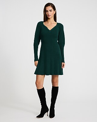 Airy Soft V-Neck Long Sleeve Mini Sweater Dress