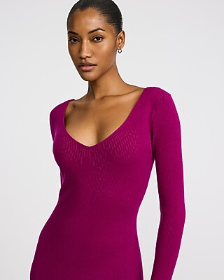 Airy Soft V-neck Long Sleeve Maxi Sweater Dress | Express