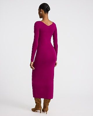 chinese dress ladies Pink Knit Dress Long Sleeve Button Front