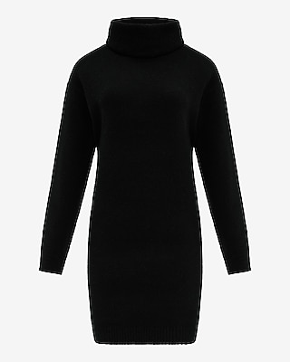 Boucle Turtleneck Long Sleeve Mini Sweater Dress