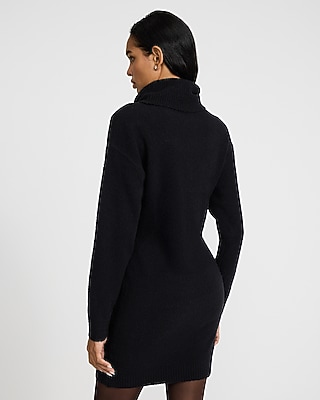 Boucle Turtleneck Long Sleeve Mini Sweater Dress