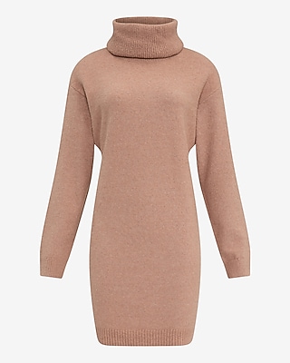 Boucle Turtleneck Long Sleeve Mini Sweater Dress