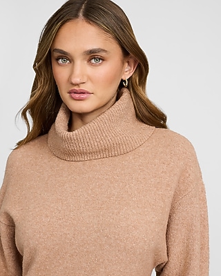 Boucle Turtleneck Long Sleeve Mini Sweater Dress