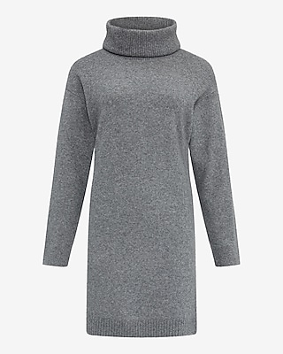 Boucle Turtleneck Long Sleeve Mini Sweater Dress