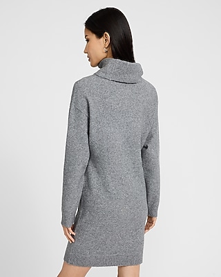 Boucle Turtleneck Long Sleeve Mini Sweater Dress