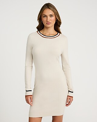 Airy Soft Tipped Crew Neck Sweater Mini Dress Express