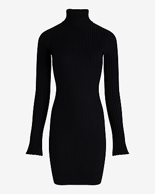 Ribbed Turtleneck Long Sleeve Mini Sweater Dress - image 5