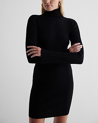 Ribbed Turtleneck Long Sleeve Mini Sweater Dress - image 2