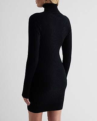 Ribbed Turtleneck Long Sleeve Mini Sweater Dress - image 4
