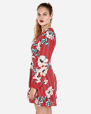 express surplice fit and flare dress