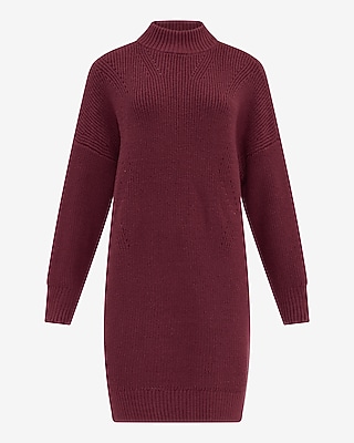 Mock Neck Long Sleeve Mini Sweater Dress