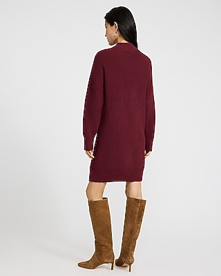 Mock Neck Long Sleeve Mini Sweater Dress