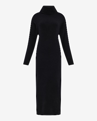 Boucle Turtleneck Long Sleeve Maxi Sweater Dress