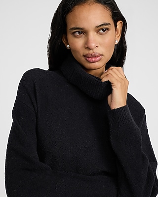 Boucle Turtleneck Long Sleeve Maxi Sweater Dress