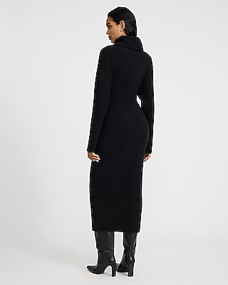 Boucle Turtleneck Long Sleeve Maxi Sweater Dress