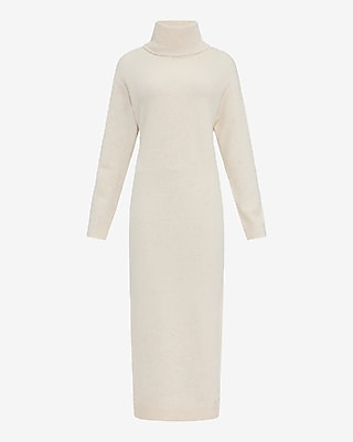 Boucle Turtleneck Long Sleeve Maxi Sweater Dress