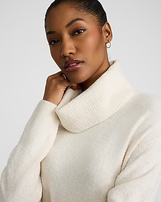 Boucle Turtleneck Long Sleeve Maxi Sweater Dress