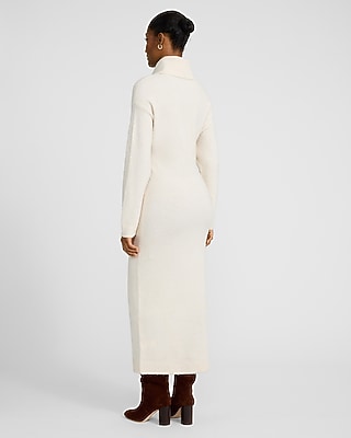 Boucle Turtleneck Long Sleeve Maxi Sweater Dress