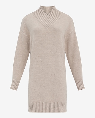 Cross Over V-Neck Mini Sweater Dress