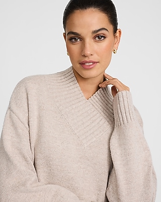 Cross Over V-Neck Mini Sweater Dress