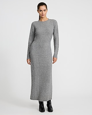 Ribbed Off The Shoulder Long Sleeve Maxi Knit Dress | Express