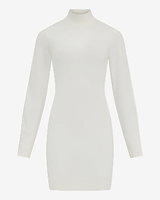 Airy Soft Mock Neck Long Sleeve Mini Sweater Dress