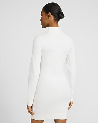 Airy Soft Mock Neck Long Sleeve Mini Sweater Dress