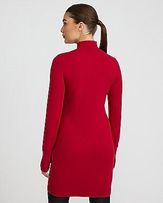 Airy Soft Mock Neck Long Sleeve Mini Sweater Dress