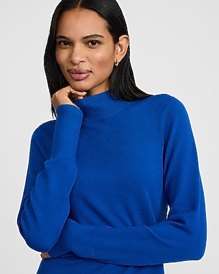 Airy Soft Mock Neck Long Sleeve Mini Sweater Dress