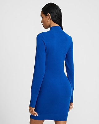 Airy Soft Mock Neck Long Sleeve Mini Sweater Dress