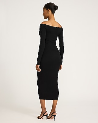 Off The Shoulder Crossover Front Maxi Sweater Dress