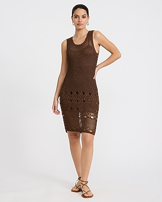 Open Stitch Crochet Crew Neck Maxi Sheath Dress | Express