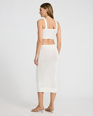 Halter Cutout Knot Front Midi Sweater Dress in Ivory - image 3