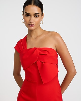 One Shoulder Bow Wide Leg Jumpsuit in White - image 2