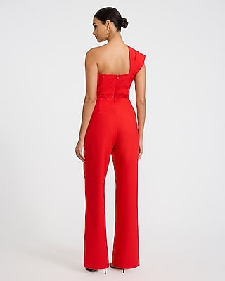 One Shoulder Bow Wide Leg Jumpsuit in White - image 3